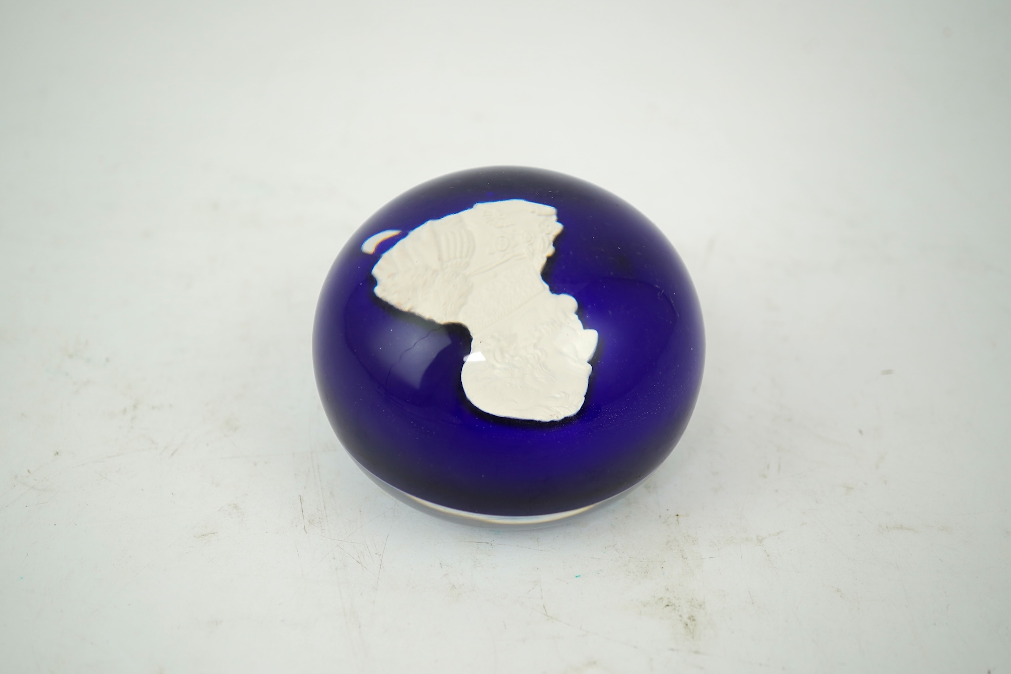 A Clichy Duke of Wellington sulphide paperweight, mid 19th century